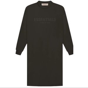 Women’s Fear of God Essentials Longsleeve LS Tee Dress in Off Black XXL
